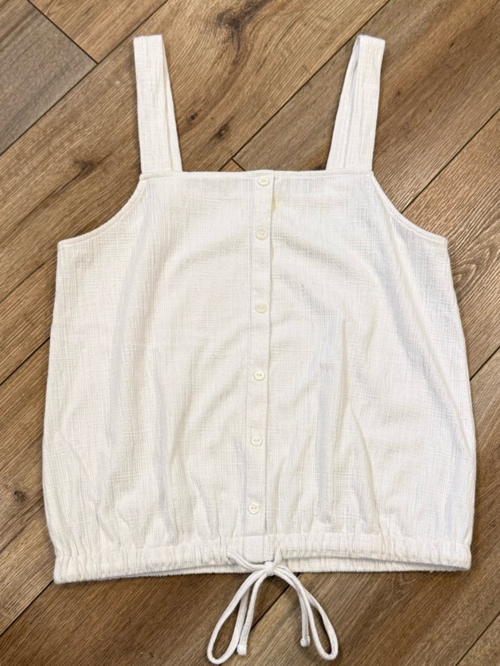 LOFT White Button-Front Drawstring Tank